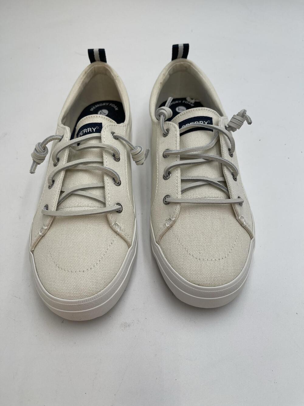 Sperry STVIBELIN WM-100 Shoes Womens White Canvas Low Top Sneakers Size 10